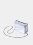 Mini Square Bag Crocodile Embossed Flap Chain Metallic PU Funky