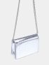 Mini Square Bag Crocodile Embossed Flap Chain Metallic PU Funky