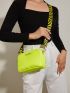 Mini Neon Yellow Snakeskin Embossed Square Bag