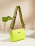 Mini Neon Yellow Snakeskin Embossed Square Bag