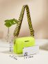 Mini Neon Yellow Snakeskin Embossed Square Bag