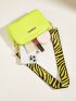 Mini Neon Yellow Snakeskin Embossed Square Bag