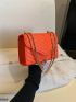 Mini Neon Orange Chevron Quilted Chain Flap Square Bag