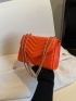 Mini Neon Orange Chevron Quilted Chain Flap Square Bag