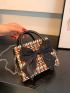 Mini Plaid Pattern Bow Decor Chain Square Bag