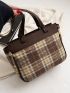 Plaid Pattern Shoulder Tote Bag