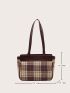 Plaid Pattern Shoulder Tote Bag