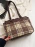 Plaid Pattern Shoulder Tote Bag