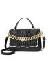 Croc Embossed Chain Decor Satchel Bag