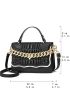 Croc Embossed Chain Decor Satchel Bag