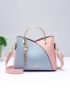 Color Block Satchel Bag, Trendy Metal Tassel Decor Crossbody Bag, Women's Top Ring Purse