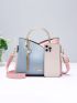 Color Block Satchel Bag, Trendy Metal Tassel Decor Crossbody Bag, Women's Top Ring Purse