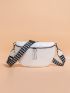 Litchi Embossed Houndstooth Pattern Waist Bag