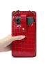 Neon Red Crocodile Embossed Phone Wallet