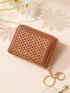 Weave Embossed Zip Around Card Holder With Keyring Multi-Card Card Organizer for Storage Credit Cards