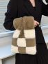 Plaid Pattern Fuzzy Square Bag