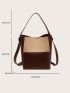 Two Tone Letter Embossed Bucket Bag With Inner Pouch