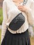 Quilted Zip Front Waist Bag