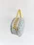 Mini Chain Decor Fluffy Circle Bag