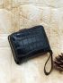 Crocodile Embossed Small Wallet With Wristlet