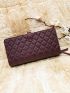 Quilted Metal Detail Long Wallet