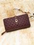 Quilted Metal Detail Long Wallet