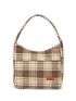 Plaid Pattern Patch Decor Hobo Bag