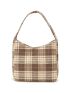 Plaid Pattern Patch Decor Hobo Bag