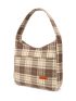 Plaid Pattern Patch Decor Hobo Bag