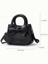 Fashion Bow Decor Handbag, Women's Double Handle Purse, Small Artificial Leather Crossbody Bag