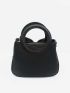 Fashion Bow Decor Handbag, Women's Double Handle Purse, Small Artificial Leather Crossbody Bag