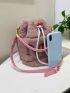 Mini Drawstring Design Fluffy Bucket Bag