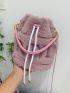 Mini Drawstring Design Fluffy Bucket Bag