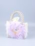 Mini Faux Pearl Decor Satchel Bag With Inner Pouch