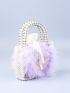 Mini Faux Pearl Decor Satchel Bag With Inner Pouch