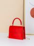 Mini Neon Red Chain Flap Square Bag
