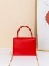 Mini Neon Red Chain Flap Square Bag
