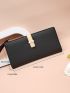 Litchi Embossed Heart Detail Long Wallet