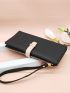 Litchi Embossed Heart Detail Long Wallet