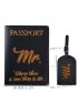 Metallic Slogan Graphic Passport Case With Luggage Tag