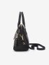 Crocodile Embossed Tassel & Cat Decor Satchel Bag, Mothers Day Gift For Mom