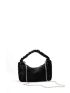 Ruched Top Handle Chain Fuzzy Hobo Bag