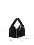 Ruched Top Handle Chain Fuzzy Hobo Bag