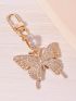 Rhinestone Decor Butterfly Design Bag Charm Keychain Cute Keyring Bag Suitcase Accessory