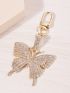 Rhinestone Decor Butterfly Design Bag Charm Keychain Cute Keyring Bag Suitcase Accessory