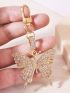 Rhinestone Decor Butterfly Design Bag Charm Keychain Cute Keyring Bag Suitcase Accessory