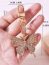 Rhinestone Decor Butterfly Design Bag Charm Keychain Cute Keyring Bag Suitcase Accessory