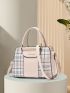 Plaid Pattern Satchel Bag, Mothers Day Gift For Mom