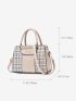 Plaid Pattern Satchel Bag, Mothers Day Gift For Mom