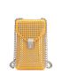 Studded Decor Twist Lock Flap Chain Phone Wallet